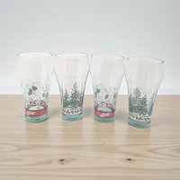 Set of 4 Vintage Coca-Cola Pine Cone and Tree Glasses