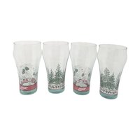 Set of 4 Vintage Coca-Cola Pine Cone and Tree Glasses