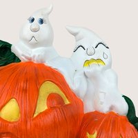Vintage Halloween Ceramic Ghost and Pumpkin Figurine