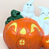 Vintage Halloween Ceramic Ghost and Pumpkin Figurine