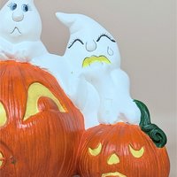 Vintage Halloween Ceramic Ghost and Pumpkin Figurine