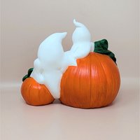 Vintage Halloween Ceramic Ghost and Pumpkin Figurine