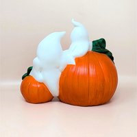 Vintage Halloween Ceramic Ghost and Pumpkin Figurine