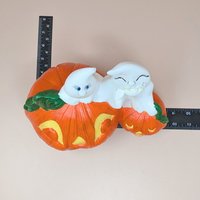Vintage Halloween Ceramic Ghost and Pumpkin Figurine