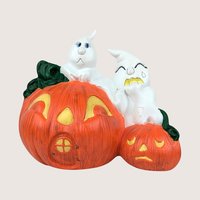 Vintage Halloween Ceramic Ghost and Pumpkin Figurine