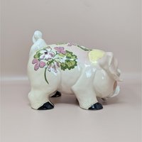Kay Finch Grumpy Pig – 1940s California Pottery – Floral Ceramic Figurine