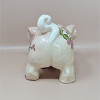 Kay Finch Grumpy Pig – 1940s California Pottery – Floral Ceramic Figurine