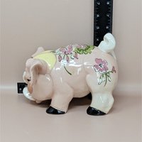 Kay Finch Grumpy Pig – 1940s California Pottery – Floral Ceramic Figurine