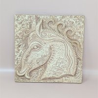 1960s Z. Danjell Greek Wall Art: Horse & Bull Plaster Pair