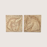 Vintage 1960s Z Danjell Greek Wall Art Horse and Bull Pair