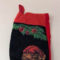 1990s Traditional Old World Santa Needlepoint Stocking