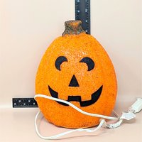 1990s Vintage Popcorn Melted Plastic Jack O'Lantern Light