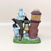 1990s Vintage Halloween Skeleton Clock Village Piece