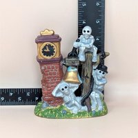 1990s Vintage Halloween Skeleton Clock Village Piece