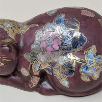 1980s FF Fine Florals Painted Ceramic Cat Figurine