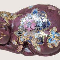 1980s FF Fine Florals Painted Ceramic Cat Figurine