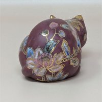1980s FF Fine Florals Painted Ceramic Cat Figurine