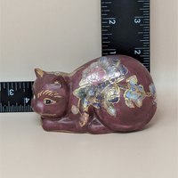 1980s FF Fine Florals Painted Ceramic Cat Figurine