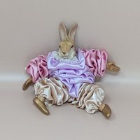 1990s Pastel Satin Pierrot Rabbit Figurine