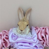 1990s Pastel Satin Pierrot Rabbit Figurine