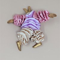 1990s Pastel Satin Pierrot Rabbit Figurine
