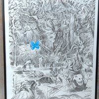 1998 S.G. Thautatta Signed Surrealist Jungle Nature Framed Print