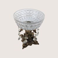 Vintage Crystal and Italian Marble Covered Candy Dish Chandelier Pedestal Jar