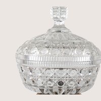Vintage Crystal and Italian Marble Covered Candy Dish Chandelier Pedestal Jar