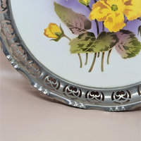 1960s BMF Germany Floral Porcelain Tray with Silver Plate Gallery Rim