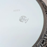 1960s BMF Germany Floral Porcelain Tray with Silver Plate Gallery Rim