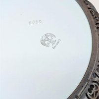 1960s BMF Germany Floral Porcelain Tray with Silver Plate Gallery Rim