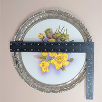 1960s BMF Germany Floral Porcelain Tray with Silver Plate Gallery Rim