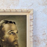 1960s Warner Sallman Head of Christ Framed Lithograph Print