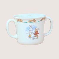 1984 Royal Doulton Bunnykins Sledding 2 Handled Mug