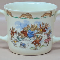 1984 Royal Doulton Bunnykins Sledding 2 Handled Mug