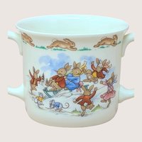1984 Royal Doulton Bunnykins Sledding 2 Handled Mug