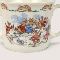 Vintage Royal Doulton Bunnykins Sledding Mug. Two-Handled Cup