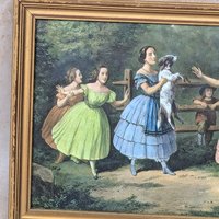 1950s Currier and Ives Blind Man's Buff Framed Print