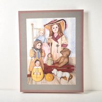 Vintage Pat Young Dolls and Toys Print, 14x11 Unframed Wall Art, Collectible Children's Decor, Gift for Doll Collector