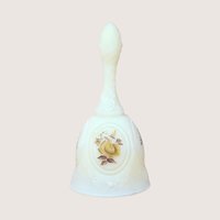 Vintage Fenton Chocolate Rose Cameo Satin Medallion Bell