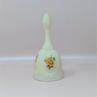 Vintage Fenton Chocolate Rose Cameo Satin Medallion Bell