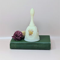 Vintage Fenton Chocolate Rose Cameo Satin Medallion Bell