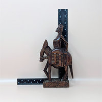 Mid Century Hand Carved African Wooden Woman on Horse