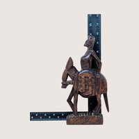 Mid Century Hand Carved African Wooden Woman on Horse