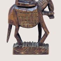 Mid Century Hand Carved African Wooden Woman on Horse