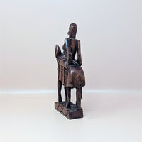 Mid Century Hand Carved African Wooden Woman on Horse
