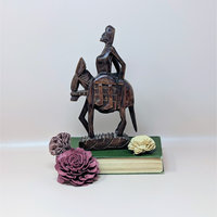 Mid Century Hand Carved African Wooden Woman on Horse