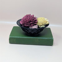 1940s LE Smith Ebony Black Glass Diamond Block Bowl