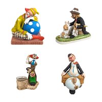 Vintage Mixed Medium Clown Figurine Collection – Whimsical Circus Art Lot