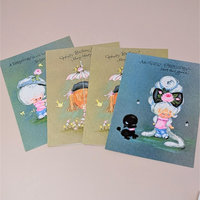 1960s Darcy Big Eye Girl and Dog Greeting Cards Set of 18